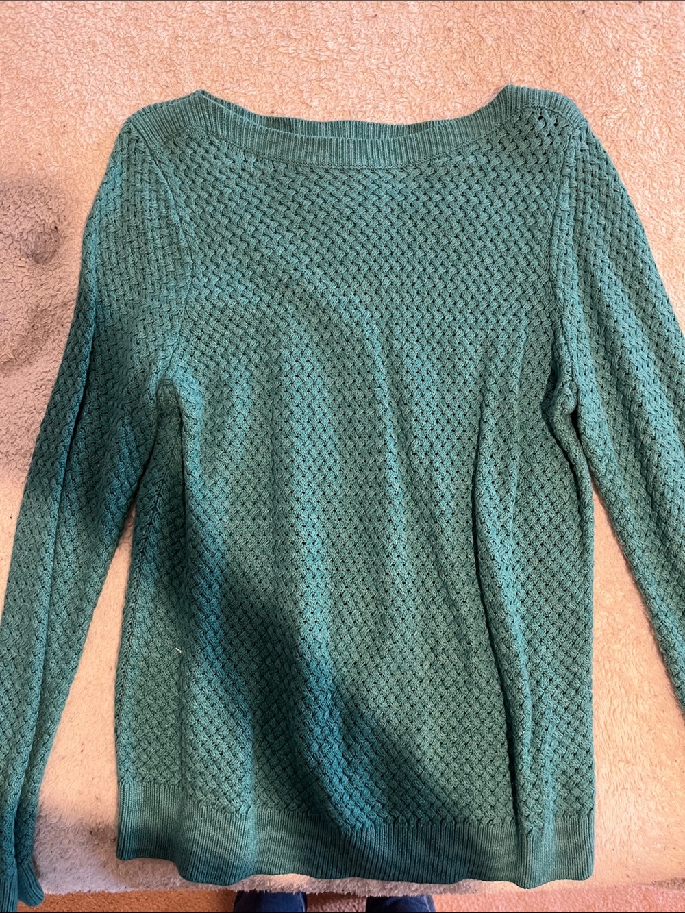 L.L. Bean Teal Textured Knit Boatneck Sweater